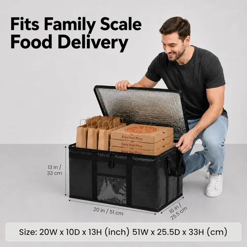 Miniatura 3 de NZ home Bolsa de enfriador XXL PRO aislada y duradera para entrega y compras de comestibles con cremallera superior, para calentar alimentos