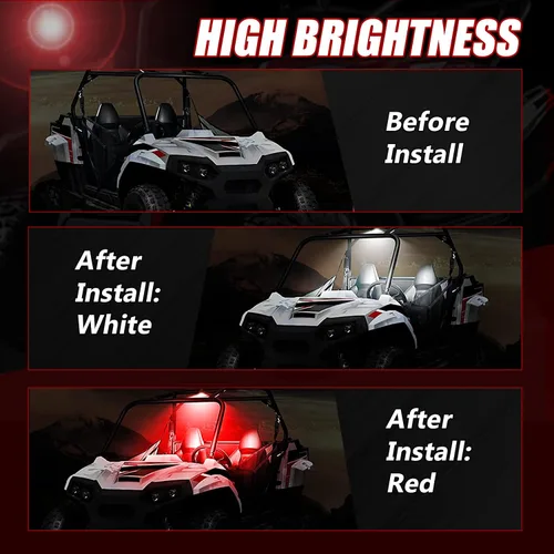 Miniatura 3 de OPP ULITE Switch UTV - Luz LED Doom de 6 unidades, blanco y rojo, 6 unidades, montaje en barra enrollable universal para interior de automóvil