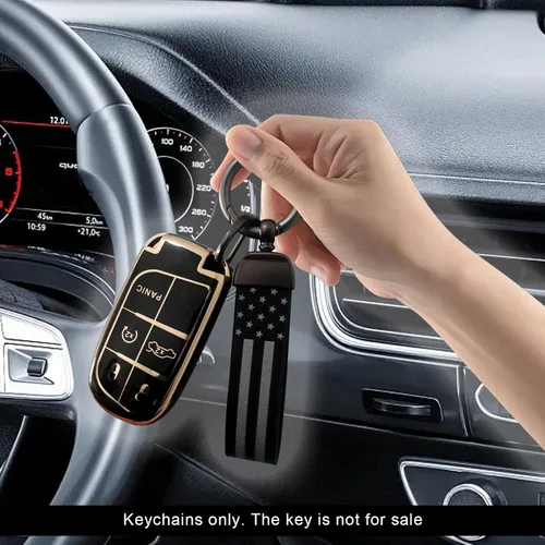 Miniatura 7 de stymart Llavero de coche con la bandera de Estados Unidos, anillo en D antipérdida con giro giratorio de 360 grados, accesorios de llavero con traje