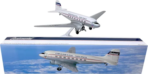 Miniatura 4 de Continental DC-3 Escala 1:100 - Avión de plástico a presión modelo - réplica coleccionable de aviones Continental Airlines - Parte #ADC-00300C-001