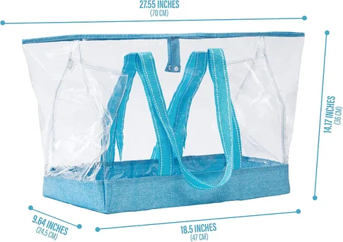 Miniatura 7 de VENO Clear Bag Transparent Vinyl PVC Tote, Stadium, Outdoor, Beach, Pool