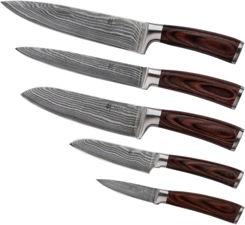 Miniatura 8 de Wakoli EDIB Juego de Cuchillos de Damasco de 5 Piezas – Juego de Cuchillos de Chef Profesionales con Hojas de Núcleo VG10, Acero de Damasco de 67