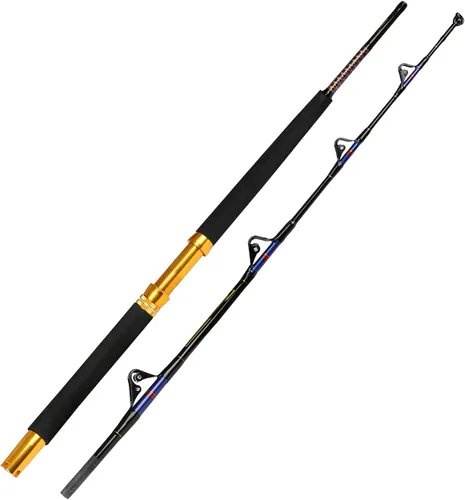 Miniatura 8 de Fiblink Caña de pesca de agua salada de 1 pieza/2 piezas de caña pesada de pesca de barco convencional de caza grande con guías de rodillos