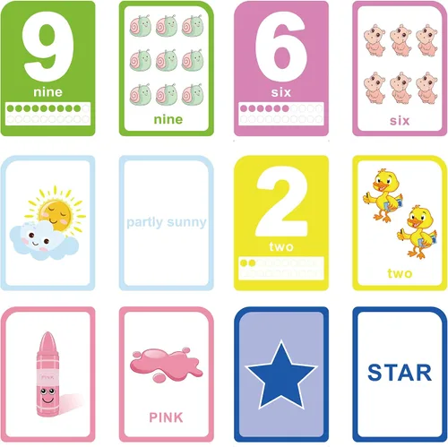 Miniatura 5 de ZazzyKid Tarjetas flash para niños pequeños – 52 tarjetas de doble cara para números, colores, formas y clima – Juguetes de aprendizaje y educación