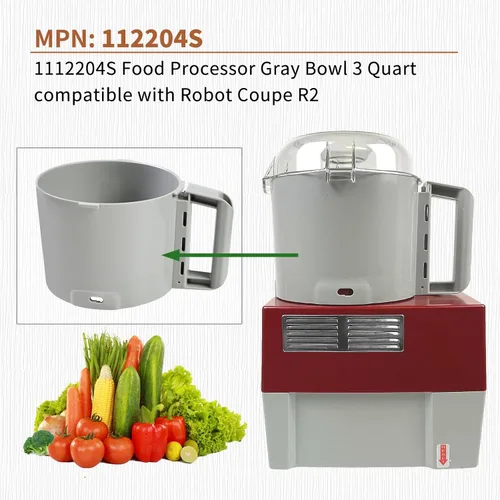 Miniatura 2 de 112204S - Procesador de alimentos gris Bowl de 3 cuartos de galón compatible con Robot Coupe R2 3L Gb,R2 DICE, R2 Dice, R2B, R2N