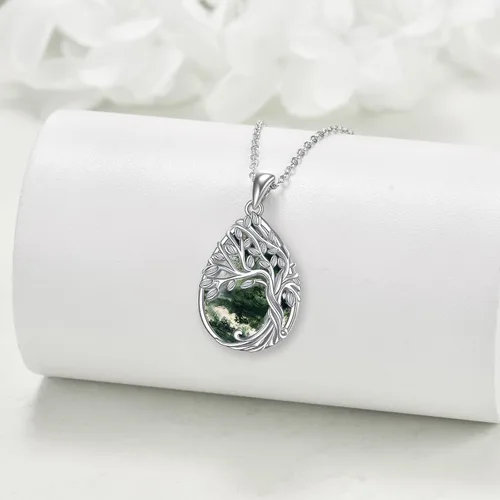 Miniatura 106 de ONEFINITY Collar de plata de ley 925 con diseño de árbol de la vida con colgante de nudo celta de concha de abulón para mujer