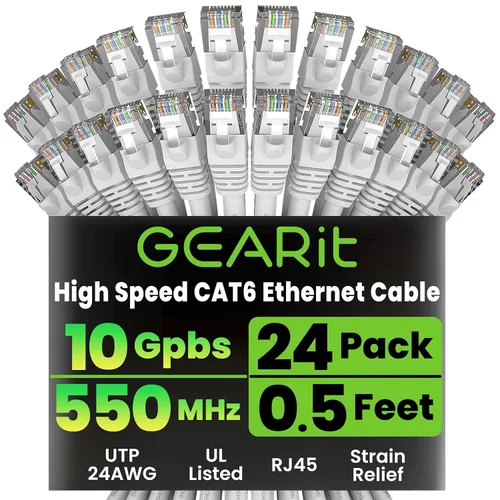 Miniatura 46 de GearIT Cable Ethernet Cat 6 de 1.5 pies y 18 pulgadas (paquete de 24) - Cable de conexión Cat6, cable de conexión Cat 6, cable Cat6, cable Ethernet