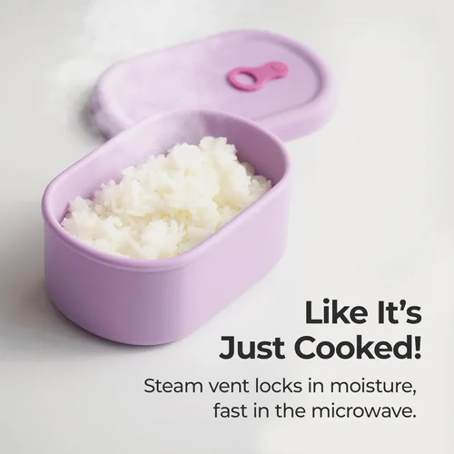Miniatura 3 de Recipiente hermético de silicona prémium hecho en Corea con ventilación de vapor, sin BPA, a prueba de fugas, apto para microondas y congelador, 1