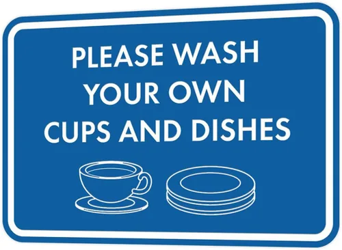 Miniatura 75 de Letrero clásico enmarcado con texto en inglés «Please Wash Your Own Cups and Dishes» (oro cepillado), pequeño