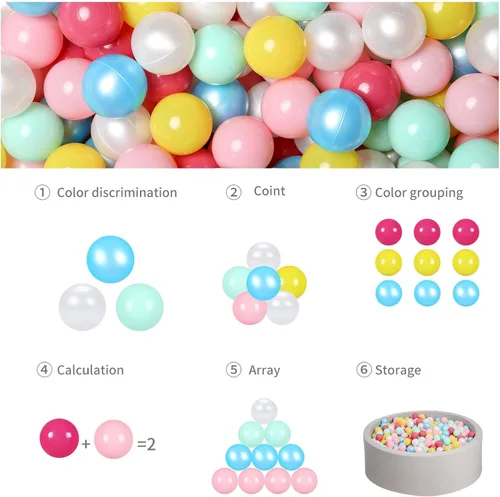 Miniatura 7 de GOGOSO Pelotas para niños pequeños, bolas de plástico para corralito de pelota, piscina, juego de bebé, pastel, sin BPA, no tóxico, juego pastel, a M