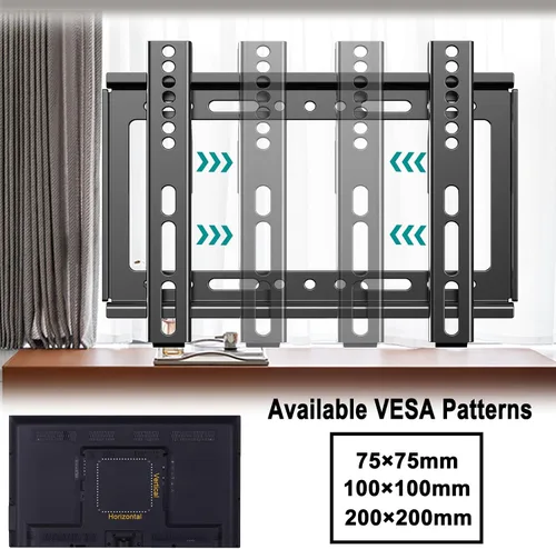Miniatura 4 de Soporte fijo de pared para televisores y monitores de pantalla plana de 14 a 42 pulgadas, soporte universal de perfil bajo, VESA de hasta 7.874 x