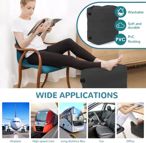 Miniatura 7 de Almohada Reposapiés Inflable Negro