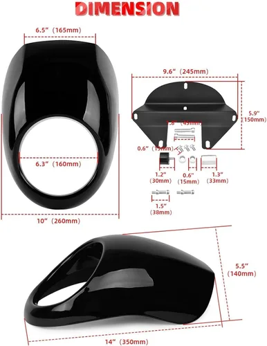 Miniatura 4 de Amazicha Máscara de Carenado para Faros Delanteros, Soporte de Visera para Faros Delanteros Compatible con Harley Sportster XL 1973-posterior
