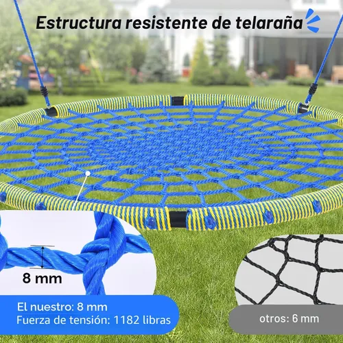 Miniatura 2 de Trekassy Columpio grande de tela de araña de 60 pulgadas para niños y adultos, columpio de red resistente para exteriores de 750 libras con marco