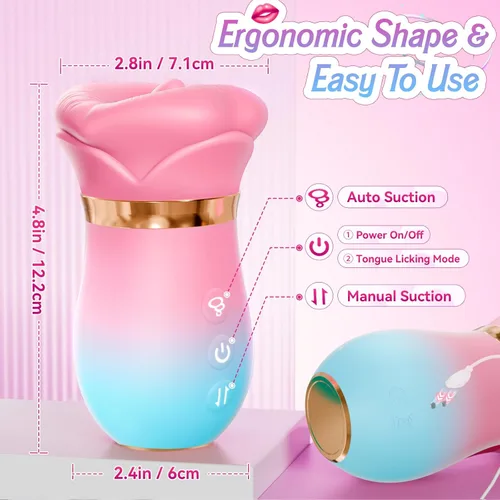 Miniatura 8 de Vibrador de juguete sexual para adultos para mujeres – Sovokn 5 en 1 vibrador de succión bucal rosa juguete sexual 10 lamiendo la lengua, 3 juguetes
