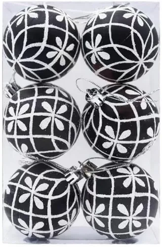Adornos de bola de Halloween en blanco y negro, mini decoraciones colgantes inastillables para árbol de Navidad, fiesta de vacaciones, decoración