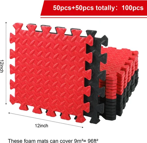 Miniatura 2 de Ecally 100 piezas de alfombrillas de espuma para gimnasio de 12 x 12, alfombrillas de piso de espuma para gimnasio en casa, cubren 96 pies