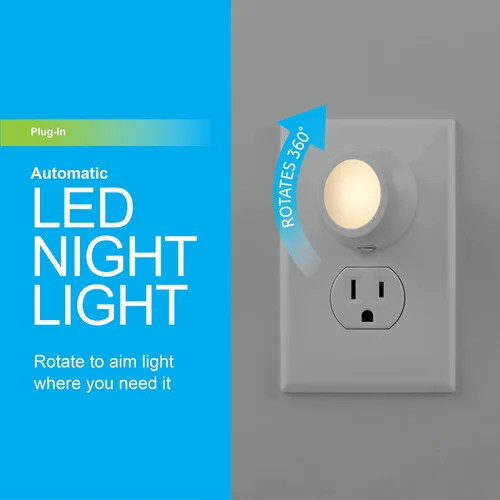 Miniatura 2 de GE Luz nocturna giratoria con enchufe, decoración del hogar, artículos esenciales de apartamento, luces LED para dormitorio, iluminación ambiental