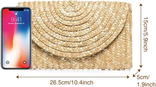 Miniatura 4 de JOSEKO - Bolso de mano de paja para mujer, bolso de mano de playa para verano