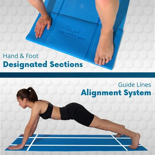 Miniatura 3 de Esterilla de yoga plegable gruesa, en 6 combinaciones; mayor soporte y protección para las articulaciones, sistema de alineación corporal