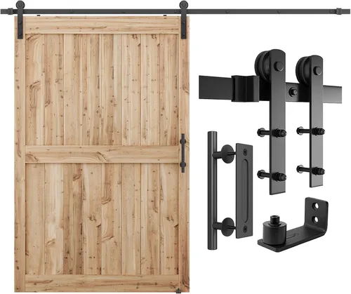 Miniatura 12 de SMARTSTANDARD Kit de herrajes para puerta corrediza de granero resistente de 5.5 pies, color negro