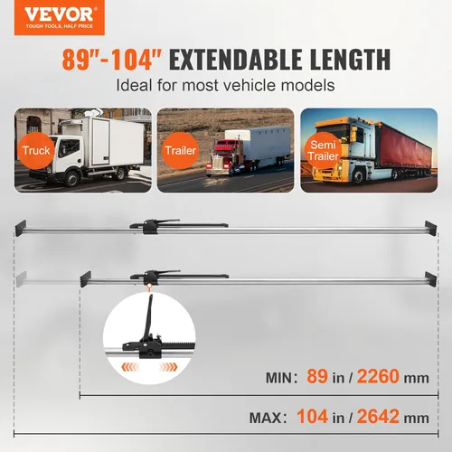 Miniatura 2 de VEVOR Barra de carga, Barra de carga dentada ajustable de 89" a 104", Barra estabilizadora de carga de acero resistente con capacidad de 309 lbs