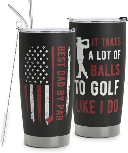 Miniatura 10 de Best Dad Ever Gifts – Dad Jokes - Regalo del día del padre de hija e hijo, vaso de acero inoxidable con tapa y pajitas, 20 onzas