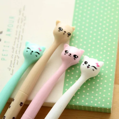 Miniatura 4 de Kawai - Bolígrafos de gel para gatos, a la moda, lindos y coloridos, divertidos, tinta de gel, bolígrafos de punta redonda para gatos coreanos