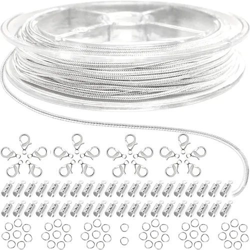 Miniatura 24 de Jishi Cadena de serpiente de oro de 33 pies de 0.047 in, cadenas para hacer joyas, collares, pulseras, suministros de joyería, hallazgos – Rollo