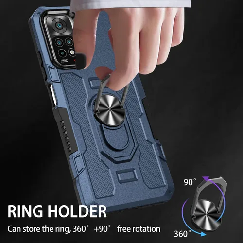 Miniatura 7 de Compatible con Xiaomi Redmi Note 11S/11 4G Funda para teléfono y protector de pantalla de vidrio templado, soporte de anillo, soporte magnético