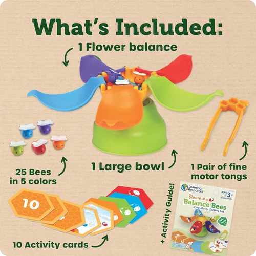 Miniatura 6 de Learning Resources Blooming Balance Bees Juego de clasificación de motor fino - Actividades de aprendizaje preescolar, juegos de motor fino
