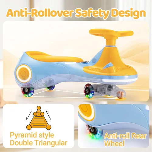 Miniatura 8 de Coche eléctrico de 12 V para niños, juguete 3 en 1 con pedal, scooter con ruedas intermitentes, vehículo oscilante de fácil montaje con batería