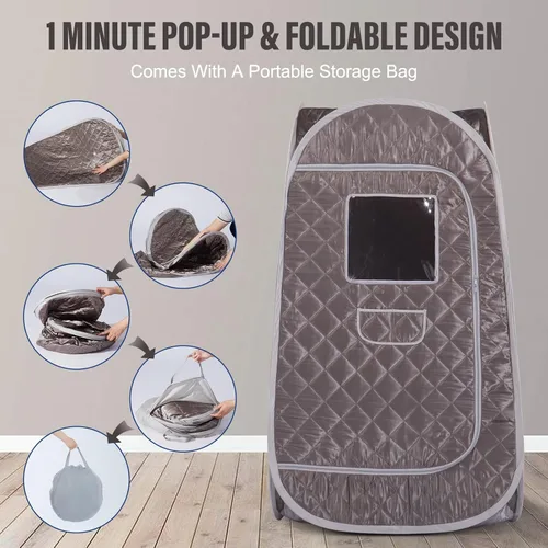 Miniatura 5 de Smartmak Sauna de vapor portátil, spa personal de cuerpo completo, tienda de campaña de sauna plegable con generador de vapor grande de 3L y 1000 W