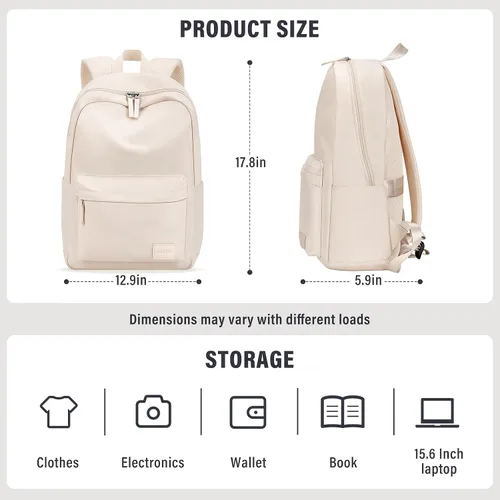 Miniatura 6 de HOMIEE Mochila ligera para laptop de uso casual, se adapta a computadoras de 15.6 pulgadas, resistente al agua, pequeña, linda, unisex, mochila