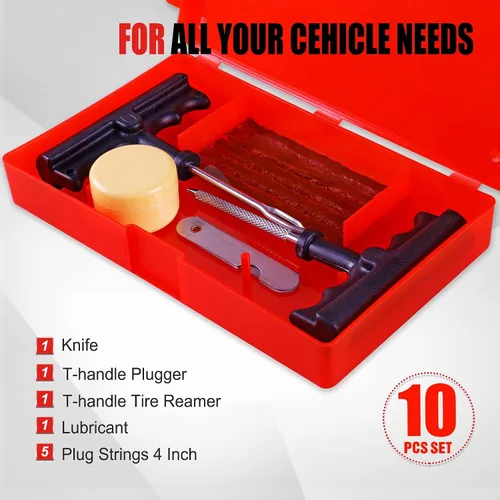 Miniatura 2 de AWELCRAFT Kit económico de reparación de neumáticos para fijar pinchazos y tapar planos, paquete de 10 piezas, ideal para automóviles, camiones