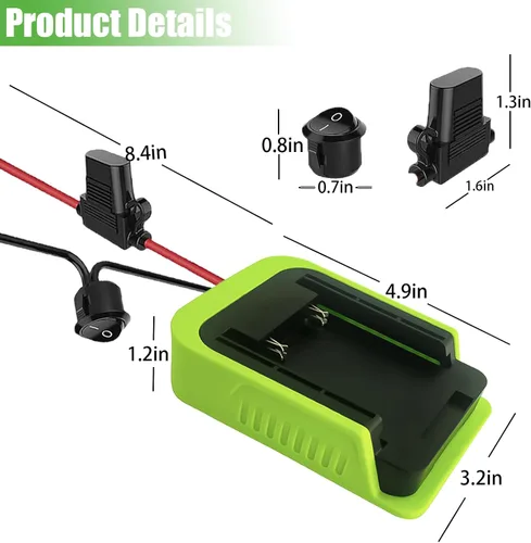 Miniatura 7 de TPDL Adaptador de bricolaje para rueda eléctrica Ryobi 40 V Base de batería Conector de alimentación Cable Robótica Cable calibre 14, con fusible e