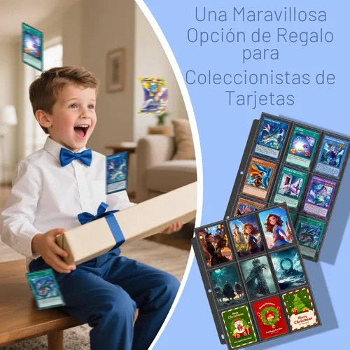 Miniatura 7 de Carpeta de 900 bolsillos con fundas para tarjetas de intercambio, fundas para tarjetas de béisbol compatibles con tarjetas deportivas de tamaño Negro