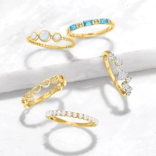 Miniatura 4 de RS Pure by Ross-Simons Opal 3-Stone Ring in 14kt Yellow Gold