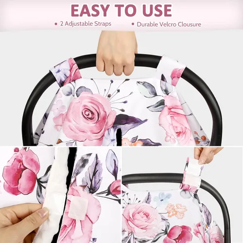 Miniatura 4 de Funda de asiento de automóvil para bebé, funda transpirable para asiento de automóvil para verano, cubierta de toldo de apertura de asiento de Rosa