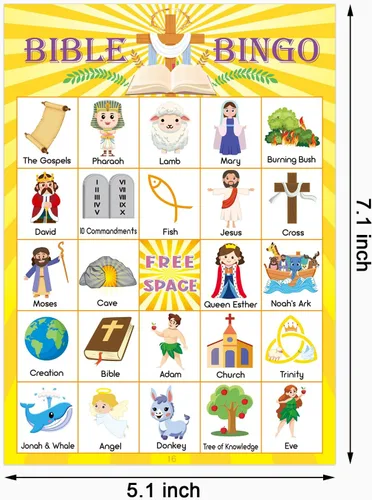 Miniatura 7 de Juego de bingo bíblico para niños para 30 jugadores, escuela dominical de vacaciones, juego de iglesia cristiana, actividades, regalos de Pascua