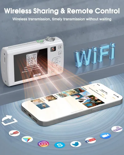 Miniatura 4 de Cámara digital 8K para fotografía, cámara de videoblogs WiFi de 88 megapíxeles para YouTube con lente frontal y trasera, enfoque automático, zoom