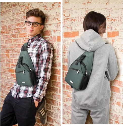 Miniatura 18 de AMJ Bolso bandolera para hombres y mujeres, mochila de hombro casual, mochila de pecho para senderismo y viajes