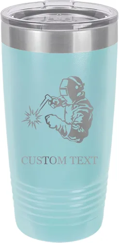 Miniatura 15 de Vaso de acero inoxidable con aislamiento al vacío de 20 onzas personalizado de doble pared grabado con láser taza negra para café, soldador