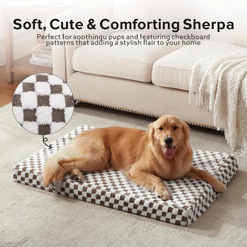 Miniatura 2 de JOEJOY Cama para perros medianos, cama ortopédica grande para perros con funda extraíble lavable, bonita cama moderna de felpa y espuma de memory