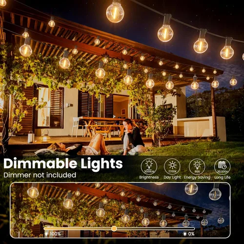 Miniatura 9 de RTTY Luces de Cadena para Exteriores de 25 pies, Luces Globo LED G40 para Patio con 13 Bombillas de Plástico, Irrompibles Impermeables Conectables