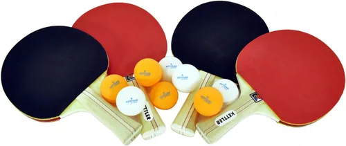 Miniatura 3 de Kettler Advantage paquete para tenis de mesa en interiores: conjunto para 4 jugadores (4 raquetas/paletas de pádel y 8 pelotas)