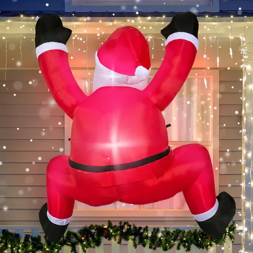 Joiedomi Decoración inflable de Navidad colgante de 6 pies, Papá Noel inflable escalando de Navidad con LED integrado, decoración de patio de Papá