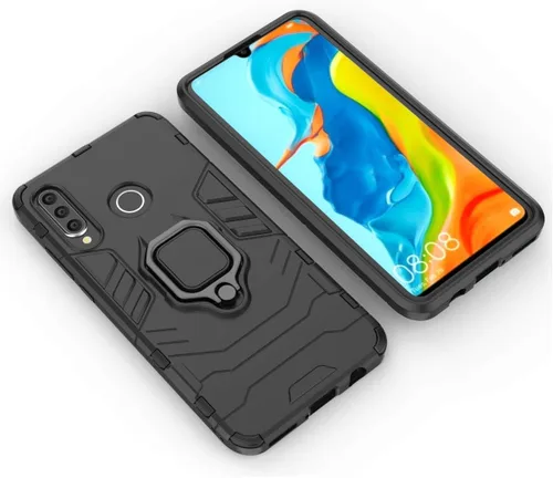 Miniatura 4 de Compatible con Huawei P30 Lite, soporte de anillo de metal a prueba de golpes (funciona con soporte magnético para automóvil), funda resistente