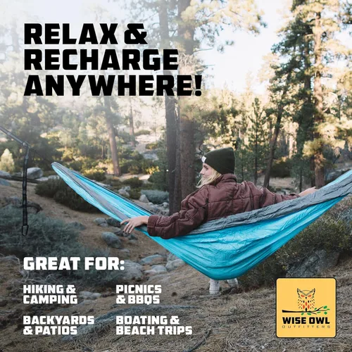 Miniatura 6 de Wise Owl Outfitters Hamaca de camping – Hamaca portátil de 500 libras con correas de árbol – viajes, mochileros, senderismo, equipo de campamento al