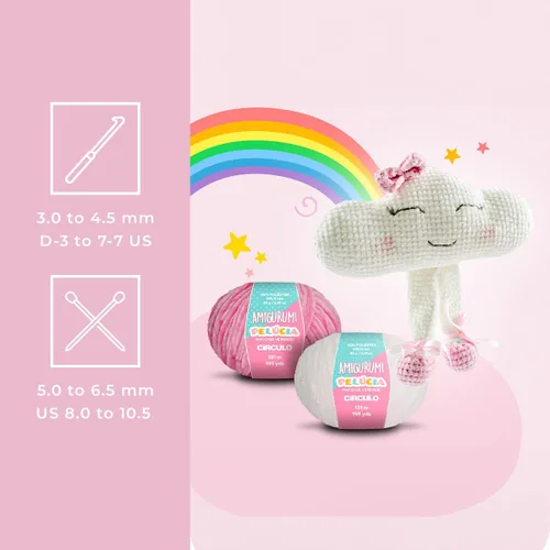 Miniatura 4 de Circulo - Hilo Amigurumi Pelucia, hilo especial de felpilla de terciopelo para amigurumi y manta, 144 yardas, peinado (1112 - crema)